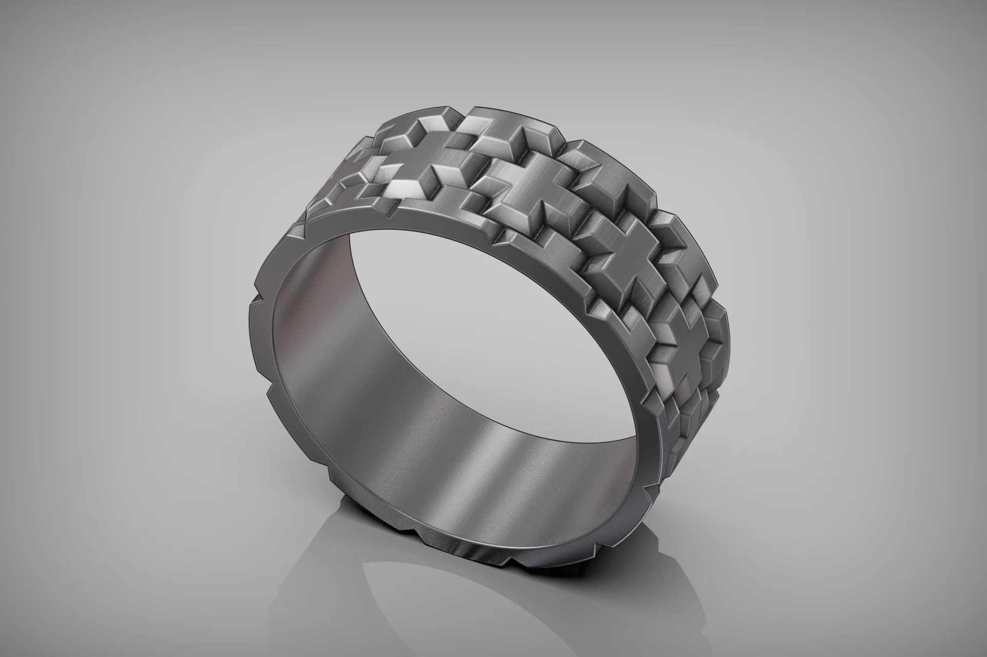 Modern Geometric Cross Pattern Ring — view 3