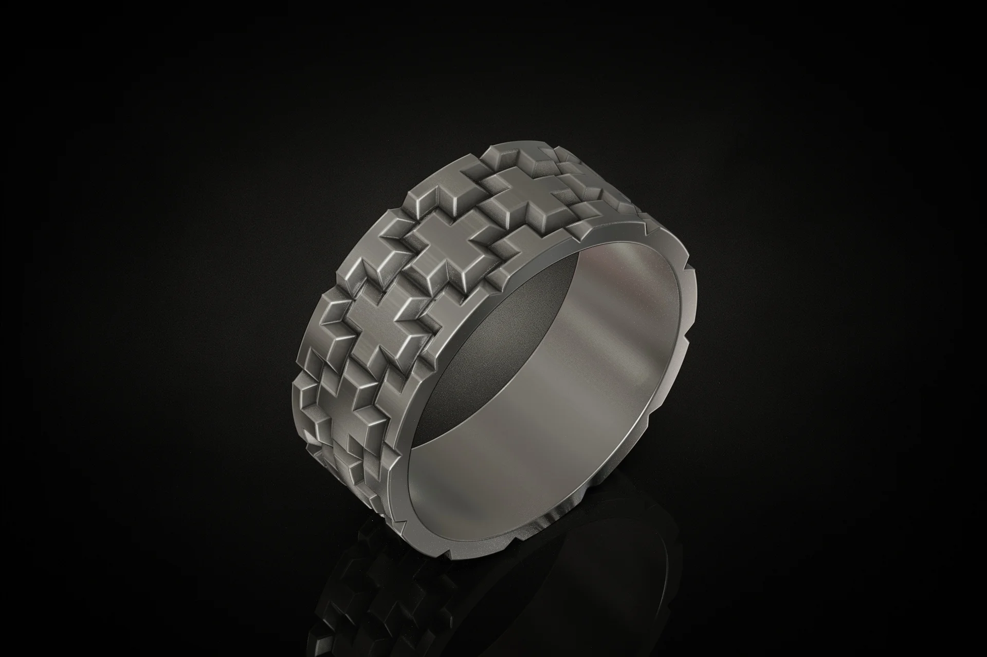 Modern Geometric Cross Pattern Ring — view 8