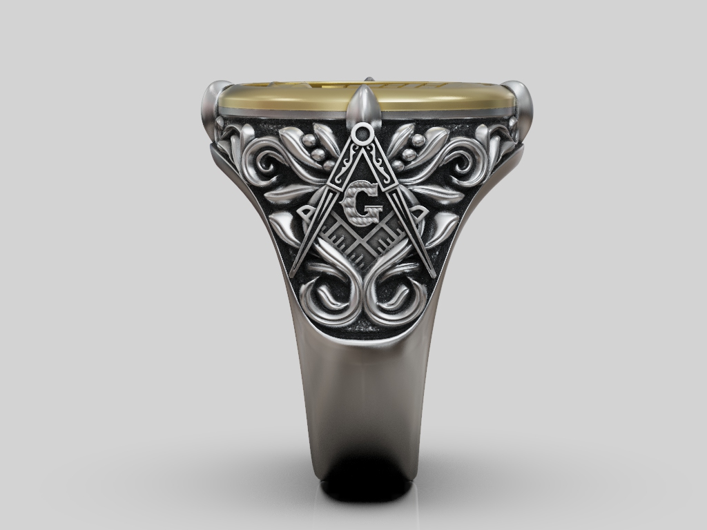 Masonic All-Seeing Eye Pyramid Signet Ring — view 2