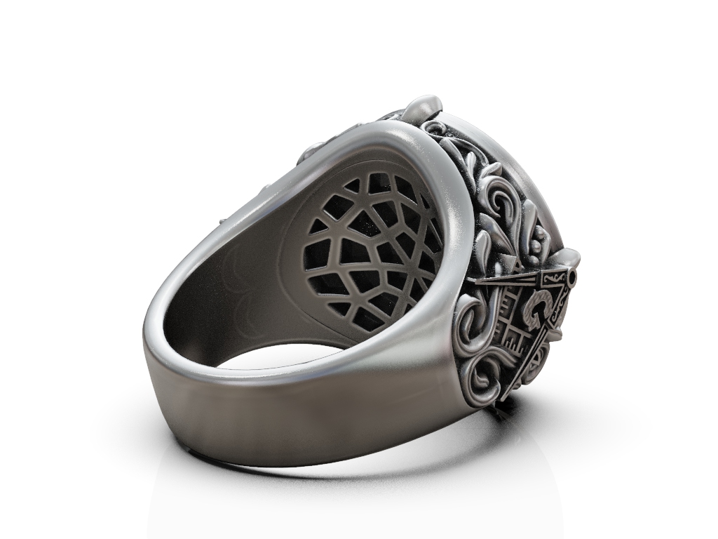 Masonic All-Seeing Eye Pyramid Signet Ring — view 6