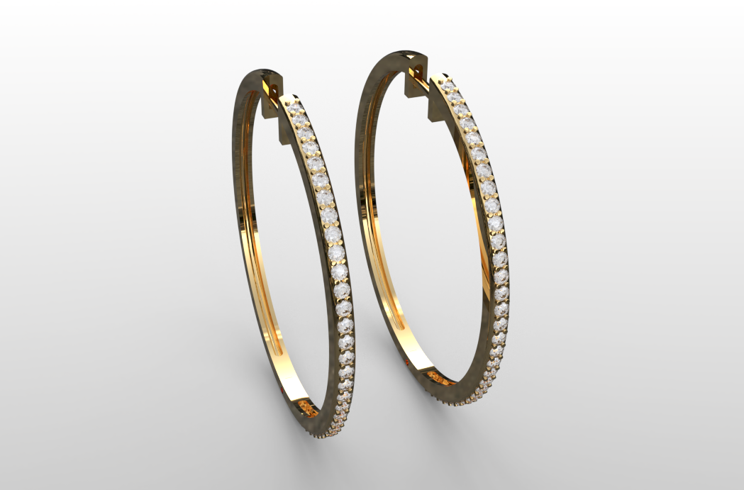Classic In-Out Shared Prong Diamond Hoop Earrings 38mm