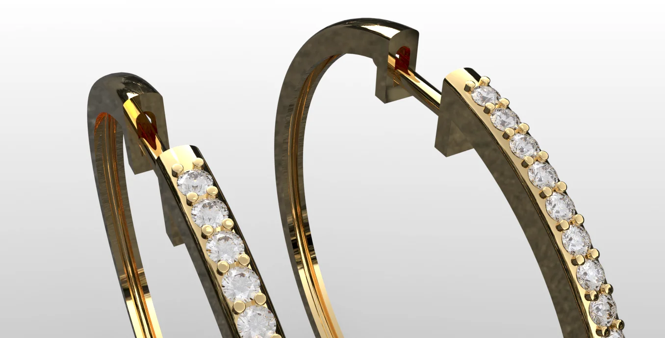 Classic In-Out Shared Prong Diamond Hoop Earrings 38mm — view 2