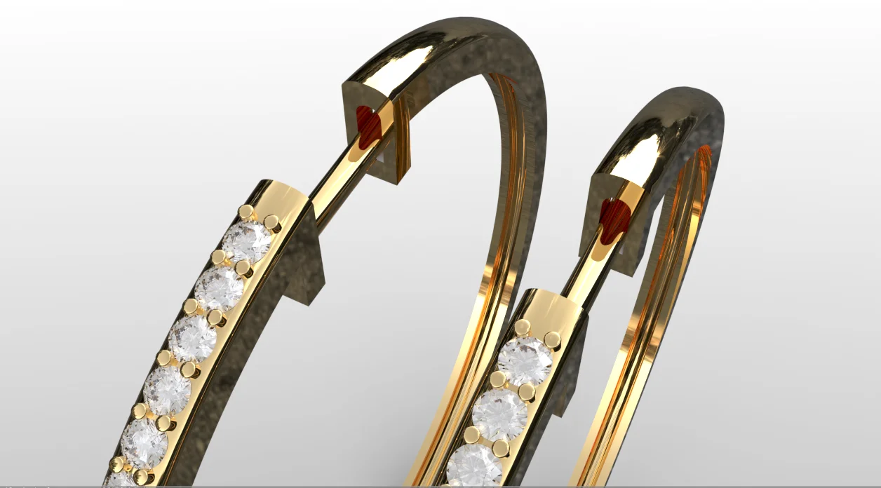 Classic In-Out Shared Prong Diamond Hoop Earrings 38mm — view 4