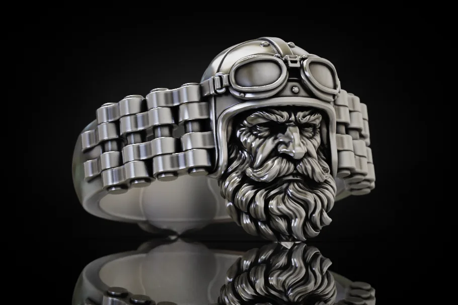 Biker Helmet Head Ring Historic Route 66 — view 1