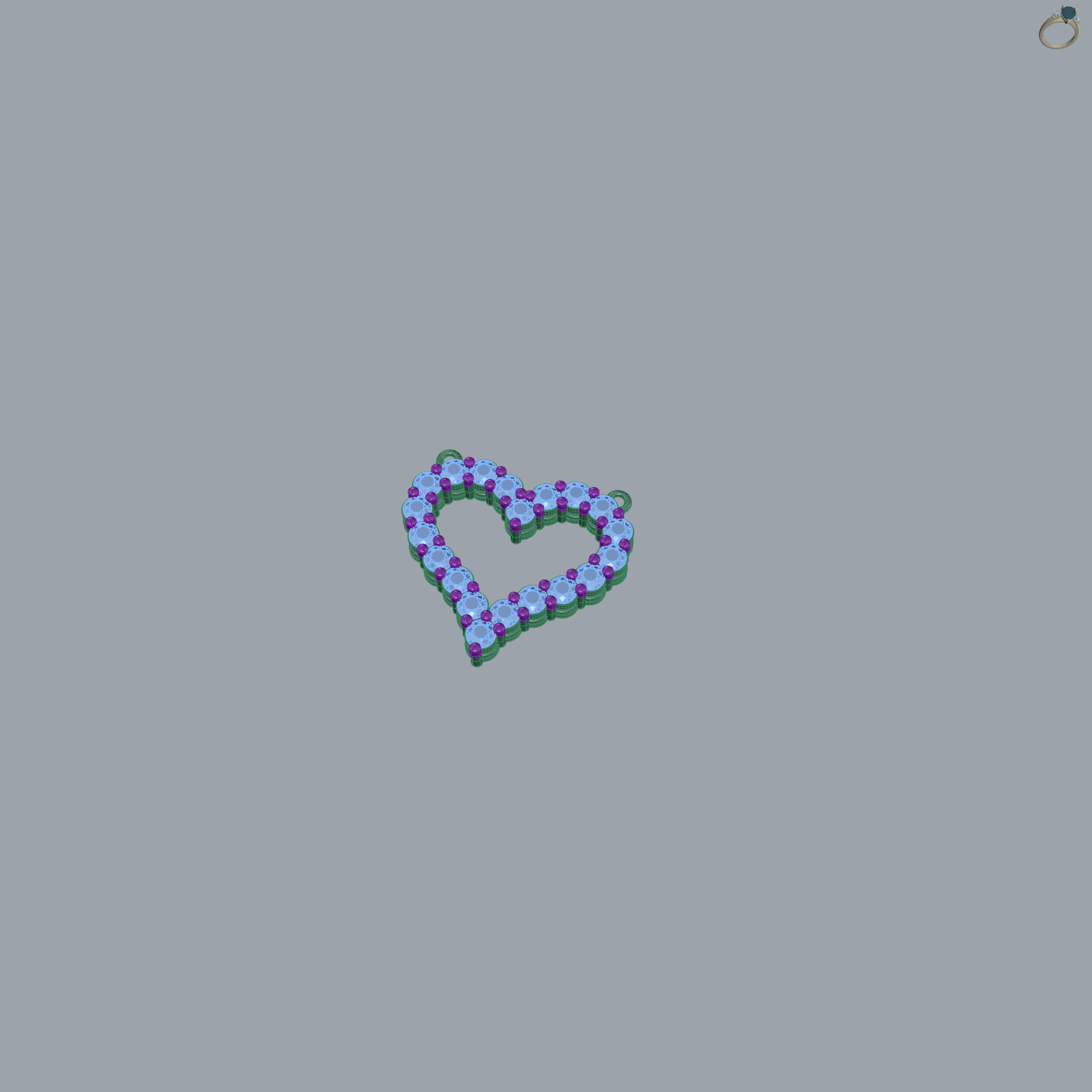 Heart Pendant Shared-Prong Double Bail — view 5