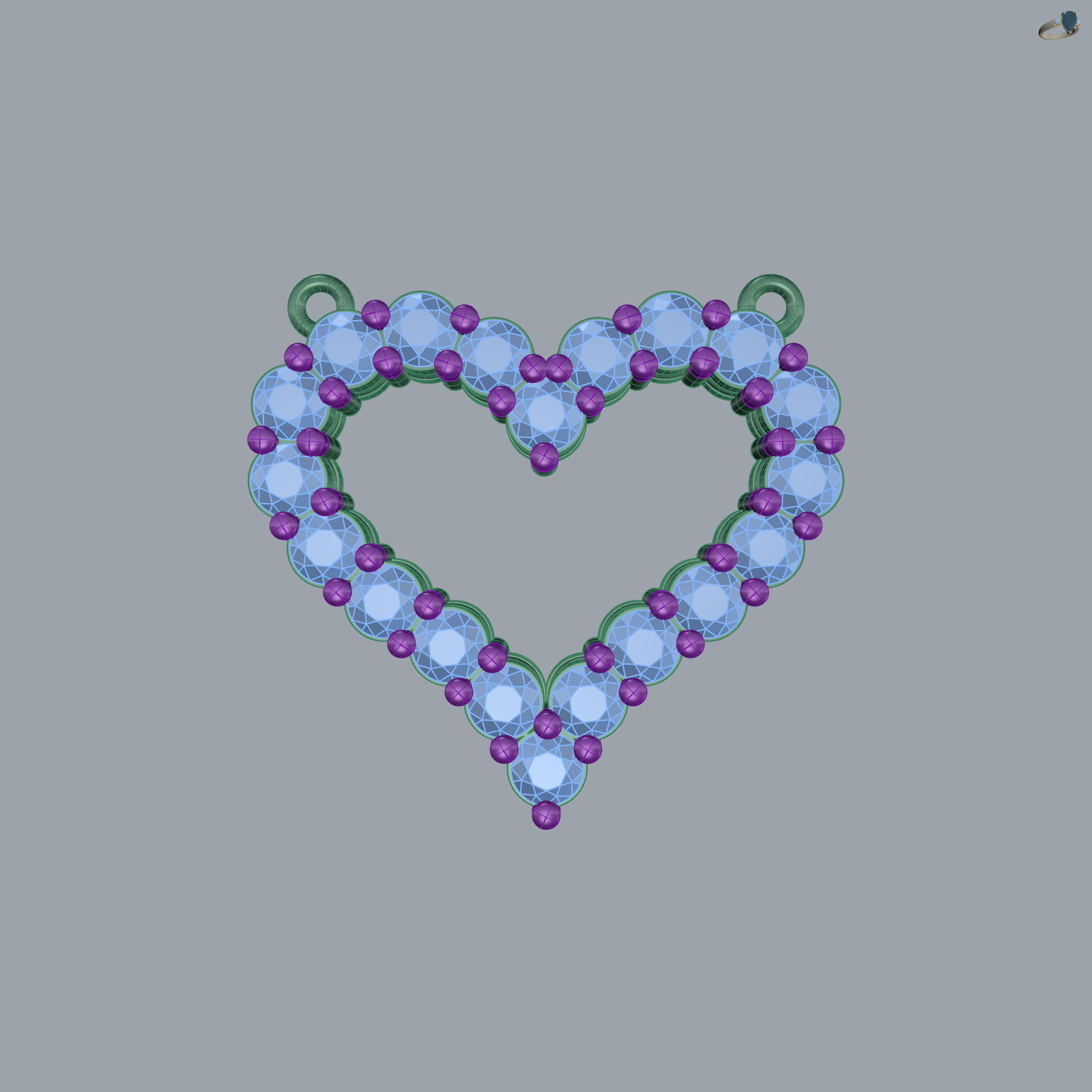 Heart Pendant Shared-Prong Double Bail