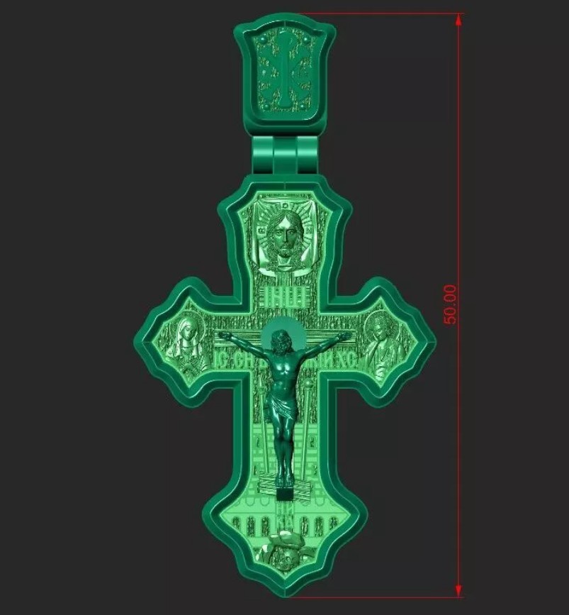 ORTHODOX CRUCIFIX - Sacred Icon Cross Pendant | Jewelry 3D Model STL — view 5