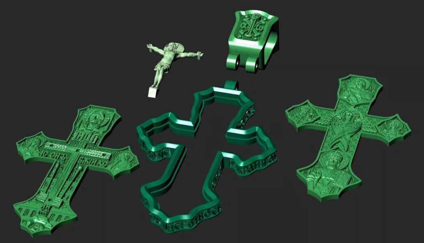 ORTHODOX CRUCIFIX - Sacred Icon Cross Pendant | Jewelry 3D Model STL — view 7