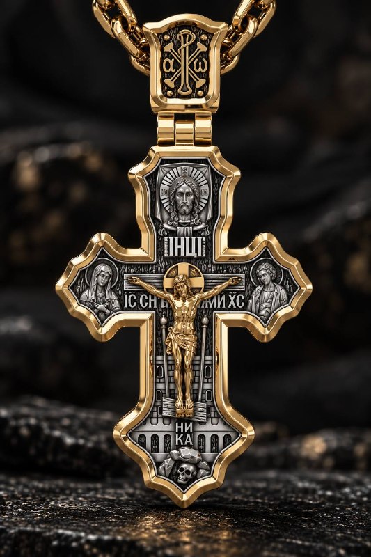 ORTHODOX CRUCIFIX - Sacred Icon Cross Pendant | Jewelry 3D Model STL — view 2