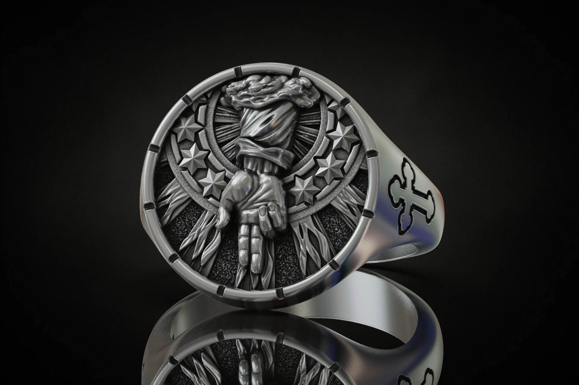 Divine Hand Cross Signet Ring