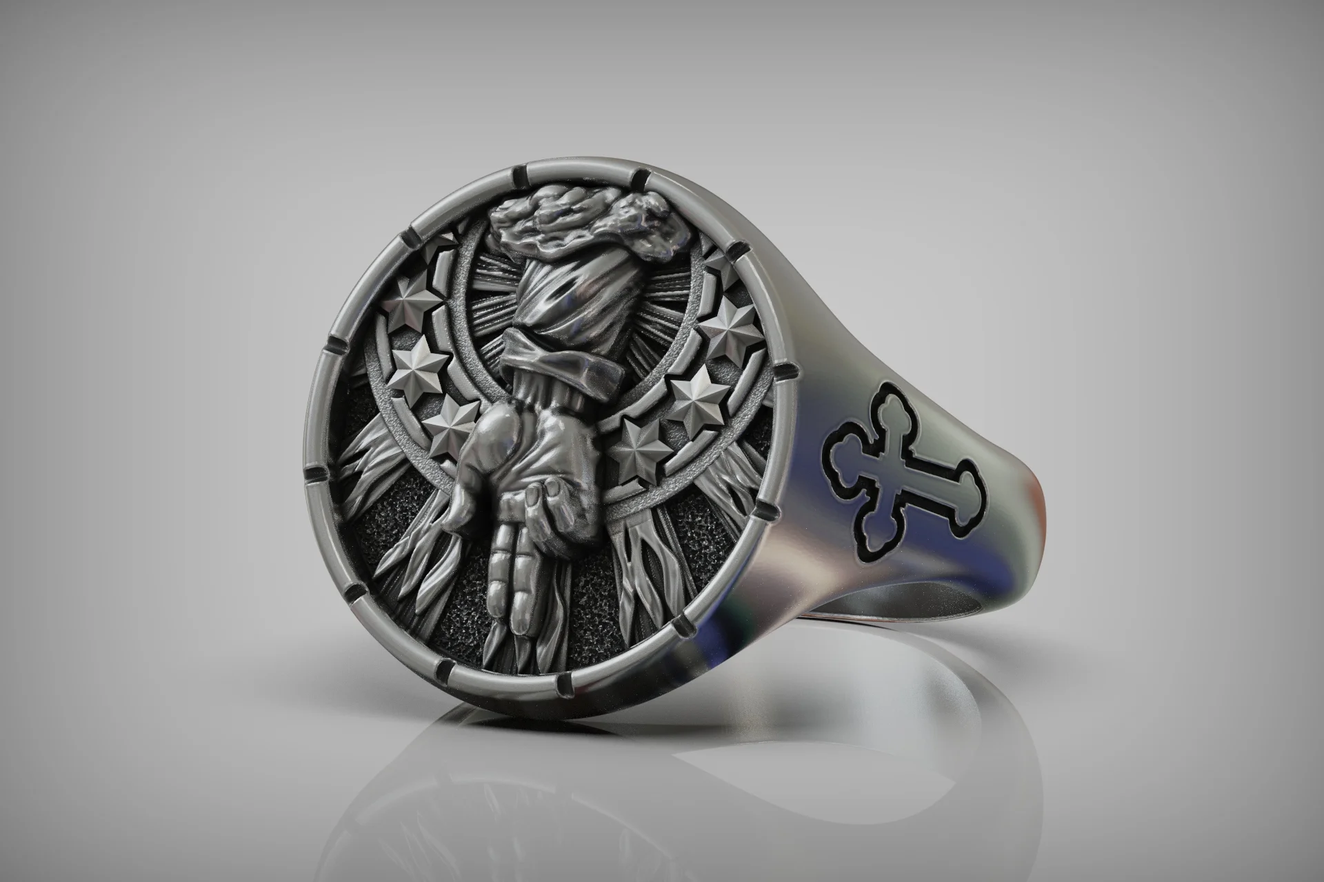 Divine Hand Cross Signet Ring — view 4