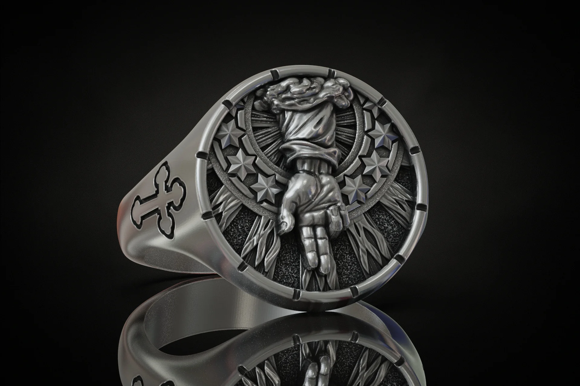 Divine Hand Cross Signet Ring — view 2