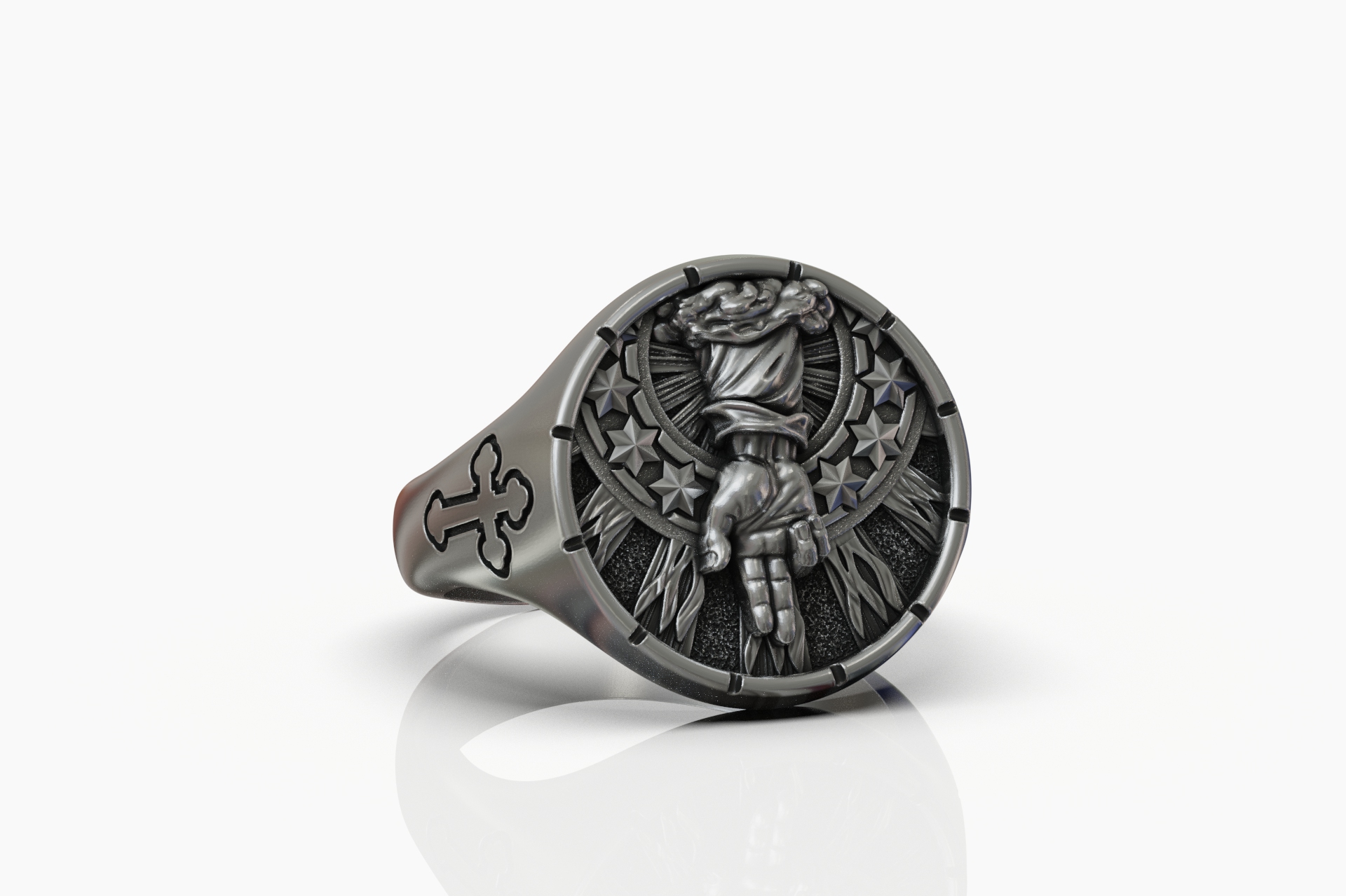 Divine Hand Cross Signet Ring — view 8