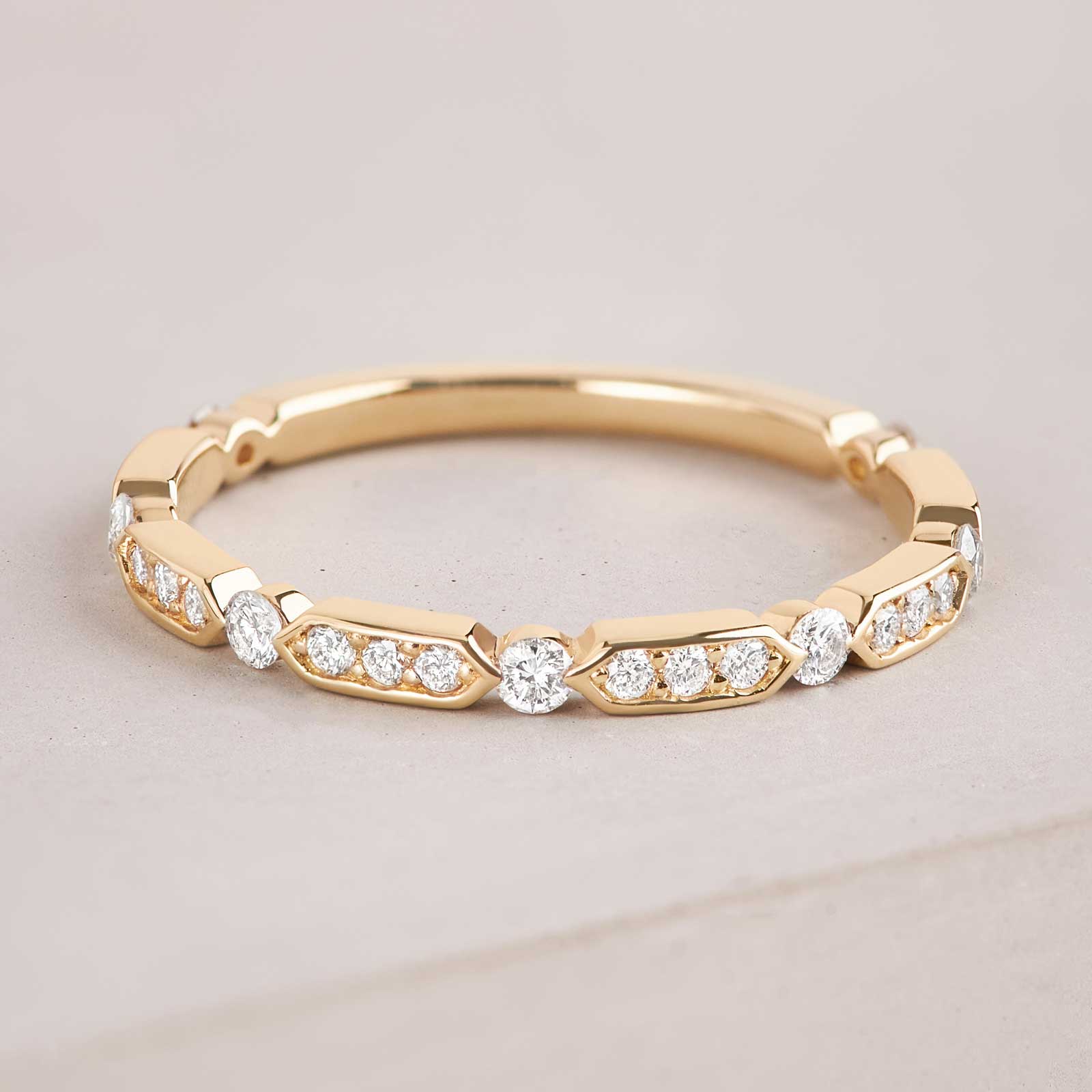 Geometric Hexagon Link Eternity Band Ring — view 4