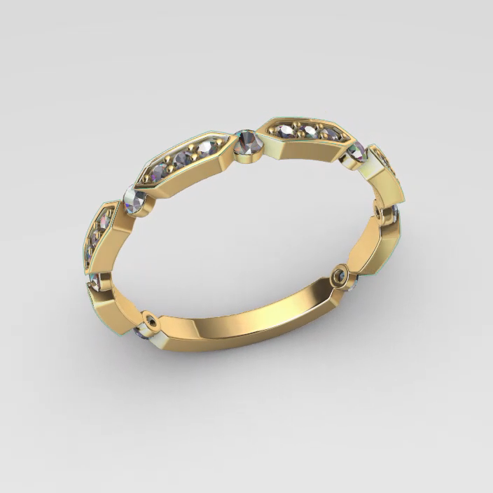 Geometric Hexagon Link Eternity Band Ring