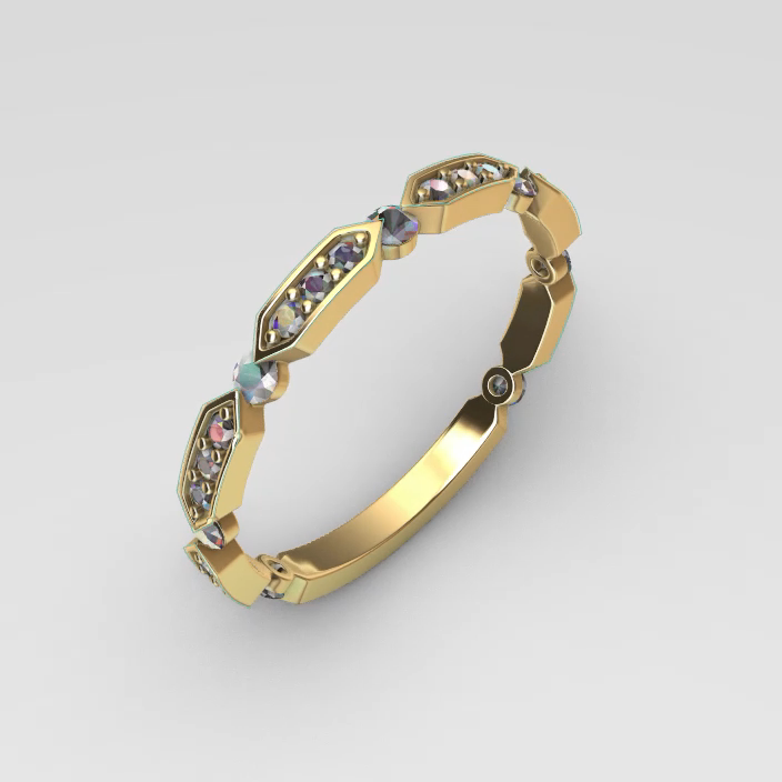 Geometric Hexagon Link Eternity Band Ring — view 2