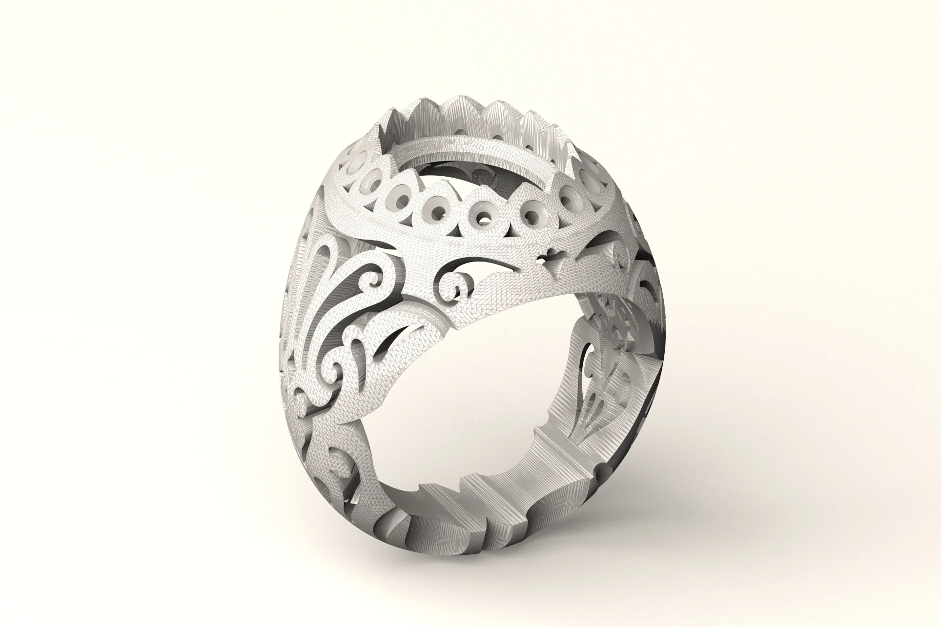 Vintage Filigree Signet Ring 3D print model 52 — view 6