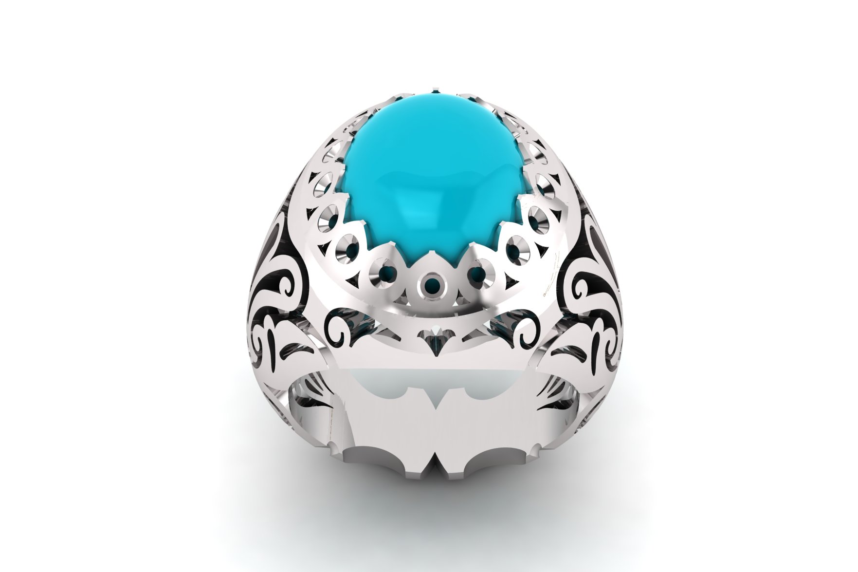 Vintage Filigree Signet Ring 3D print model 52 — view 2
