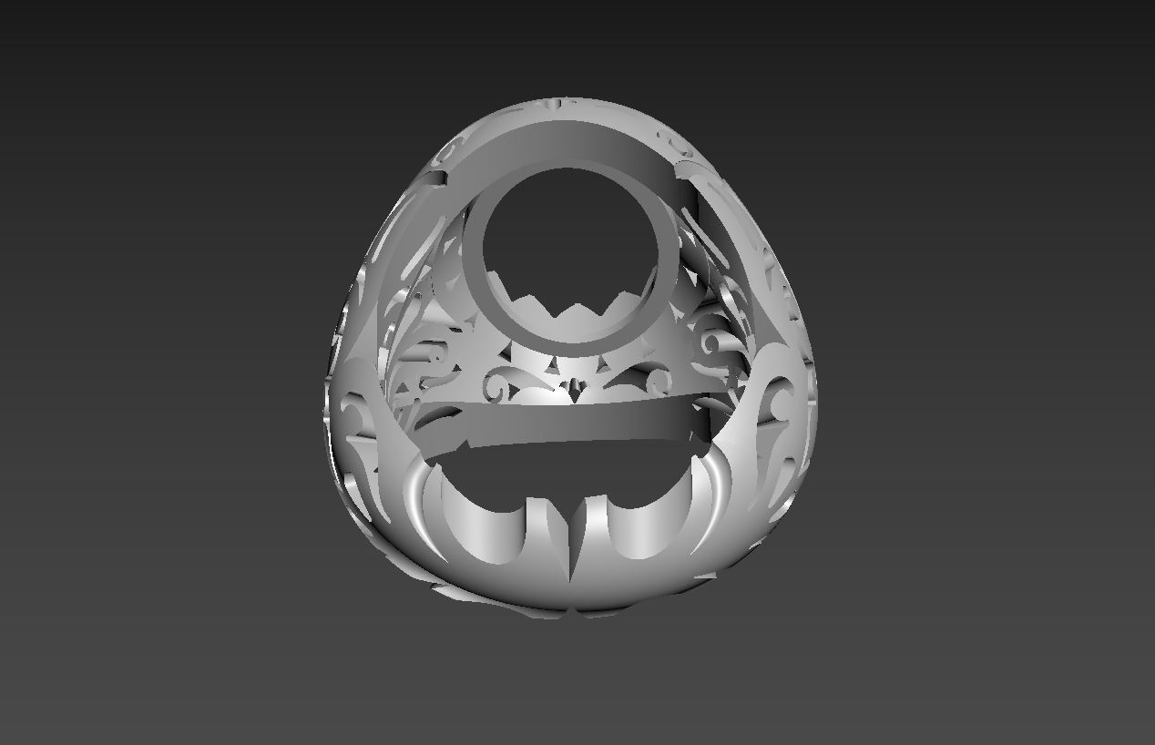 Vintage Filigree Signet Ring 3D print model 52 — view 8