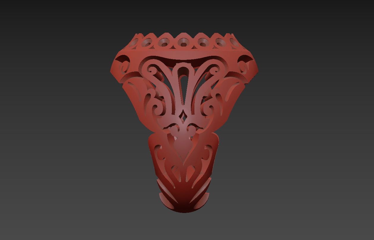 Vintage Filigree Signet Ring 3D print model 52 — view 7