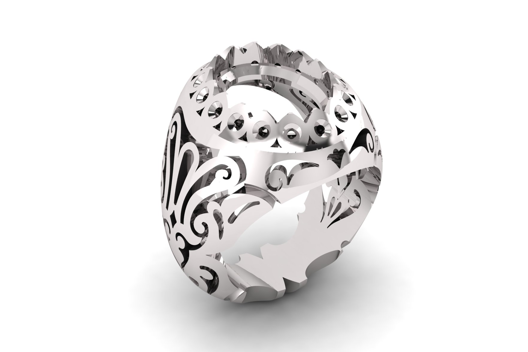 Vintage Filigree Signet Ring 3D print model 52 — view 3
