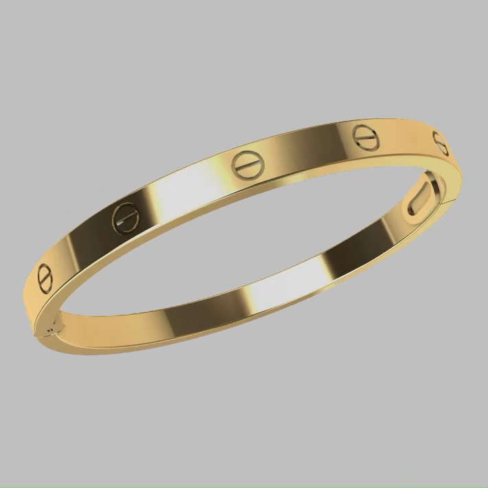 Modern Screw Motif Hinged Bangle Bracelet — view 6
