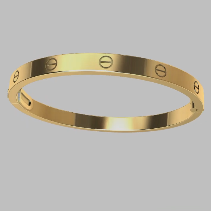 Modern Screw Motif Hinged Bangle Bracelet