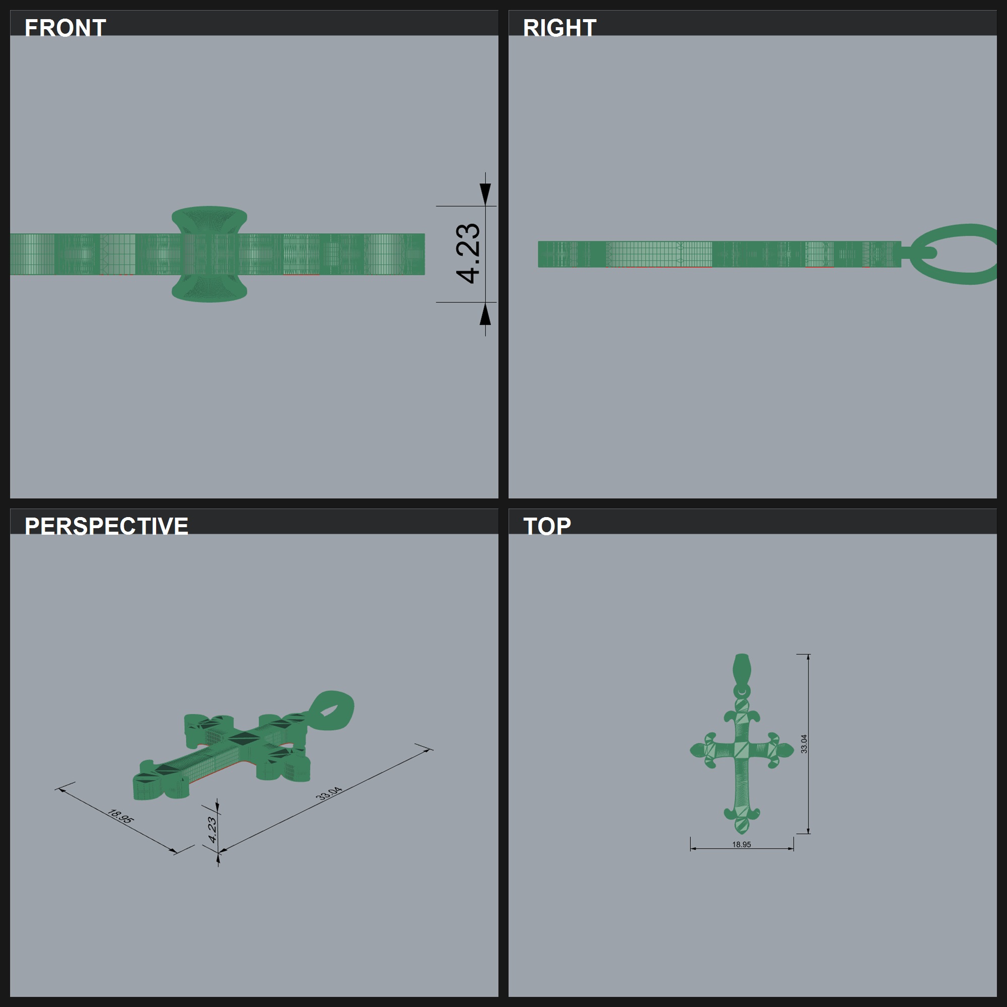 Cross Pendant with Scrolled Leaf Ends — view 6