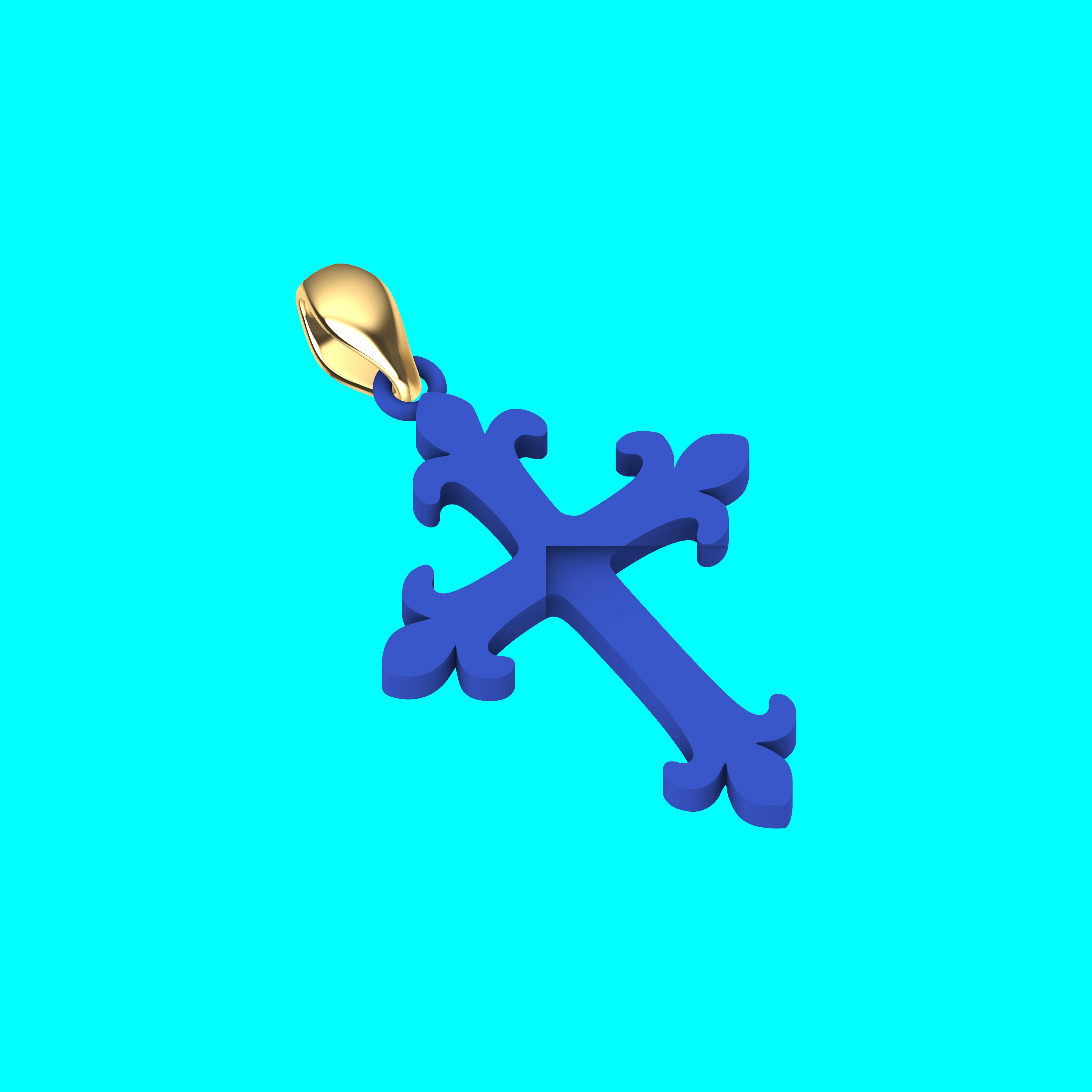 Cross Pendant with Scrolled Leaf Ends — view 1
