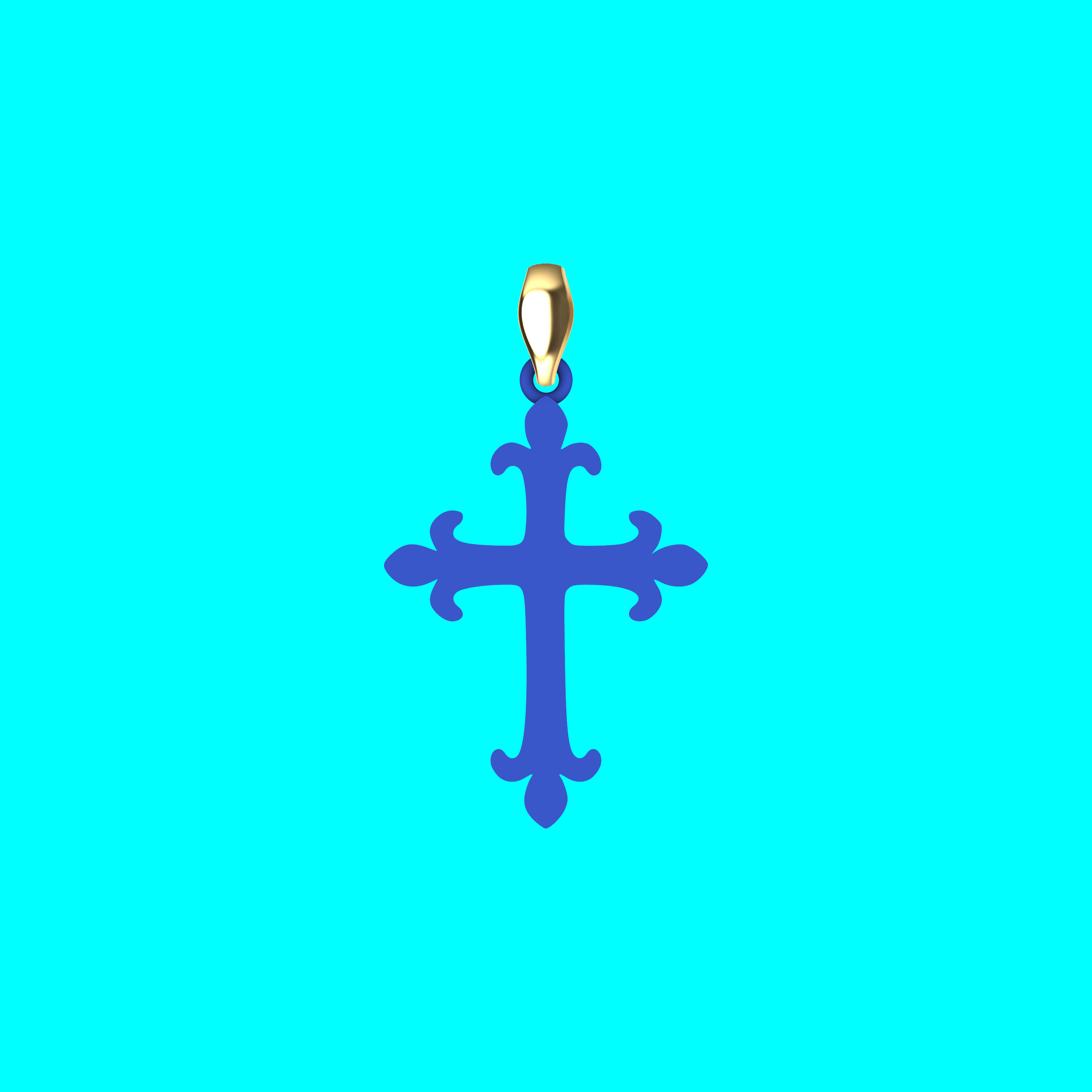 Cross Pendant with Scrolled Leaf Ends — view 5