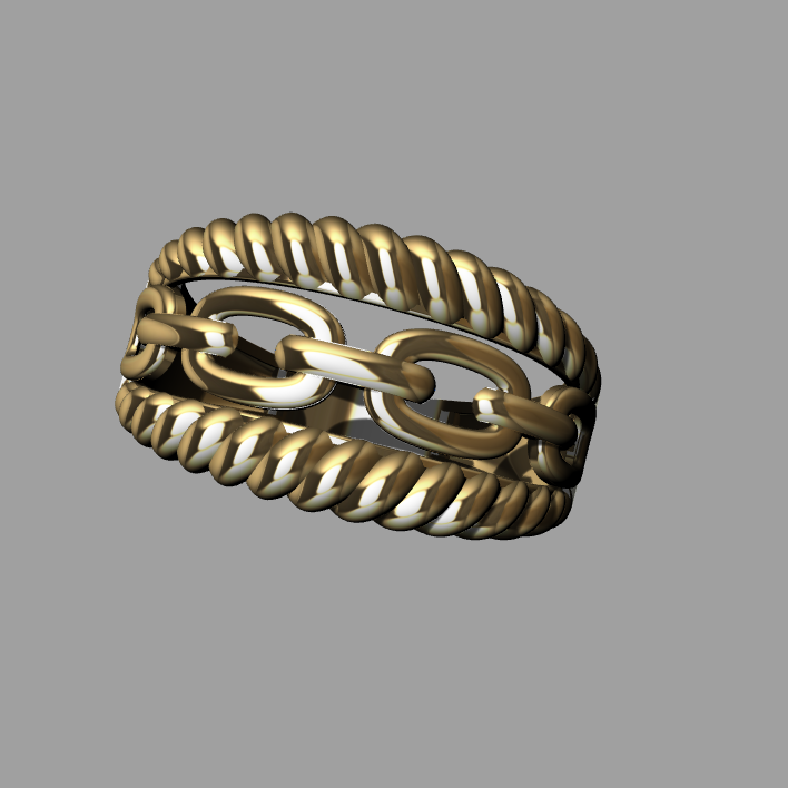 Interlocking Link Double Rope Detail Ring — view 2