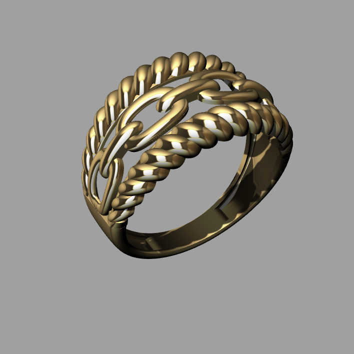 Interlocking Link Double Rope Detail Ring — view 3