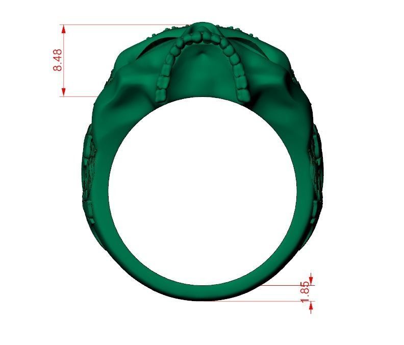 Baroque Scroll Memento Mori Skull Ring — view 6