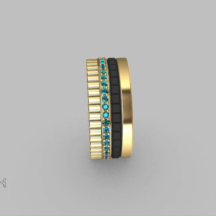 Modern Four-Row Wide Band Ring with Channel-Set Gems — view 7