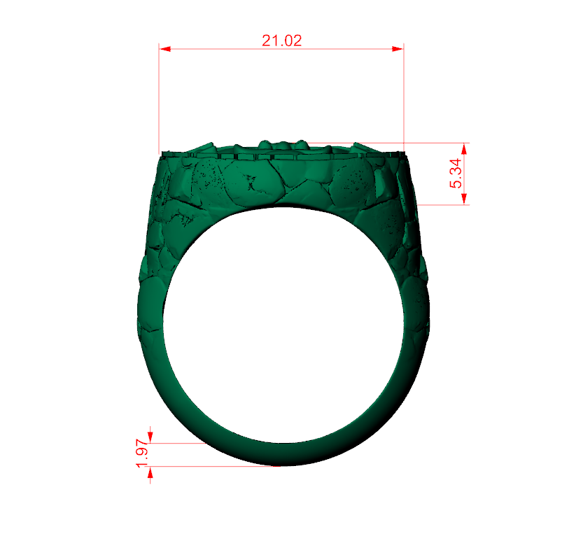 Tribal Tiki Mask Stone Texture Signet Ring — view 8