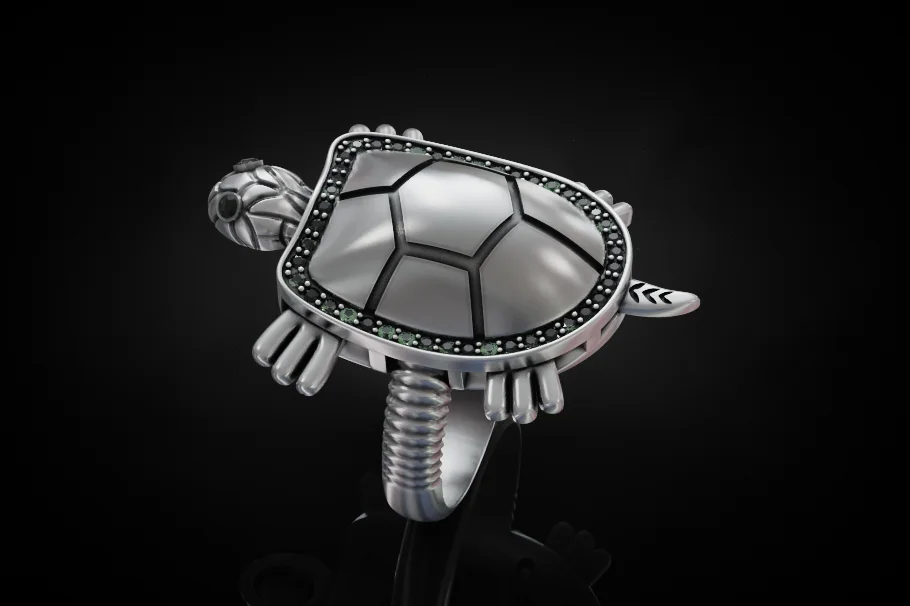 Turtle Ring with Movable head and legs — view 3