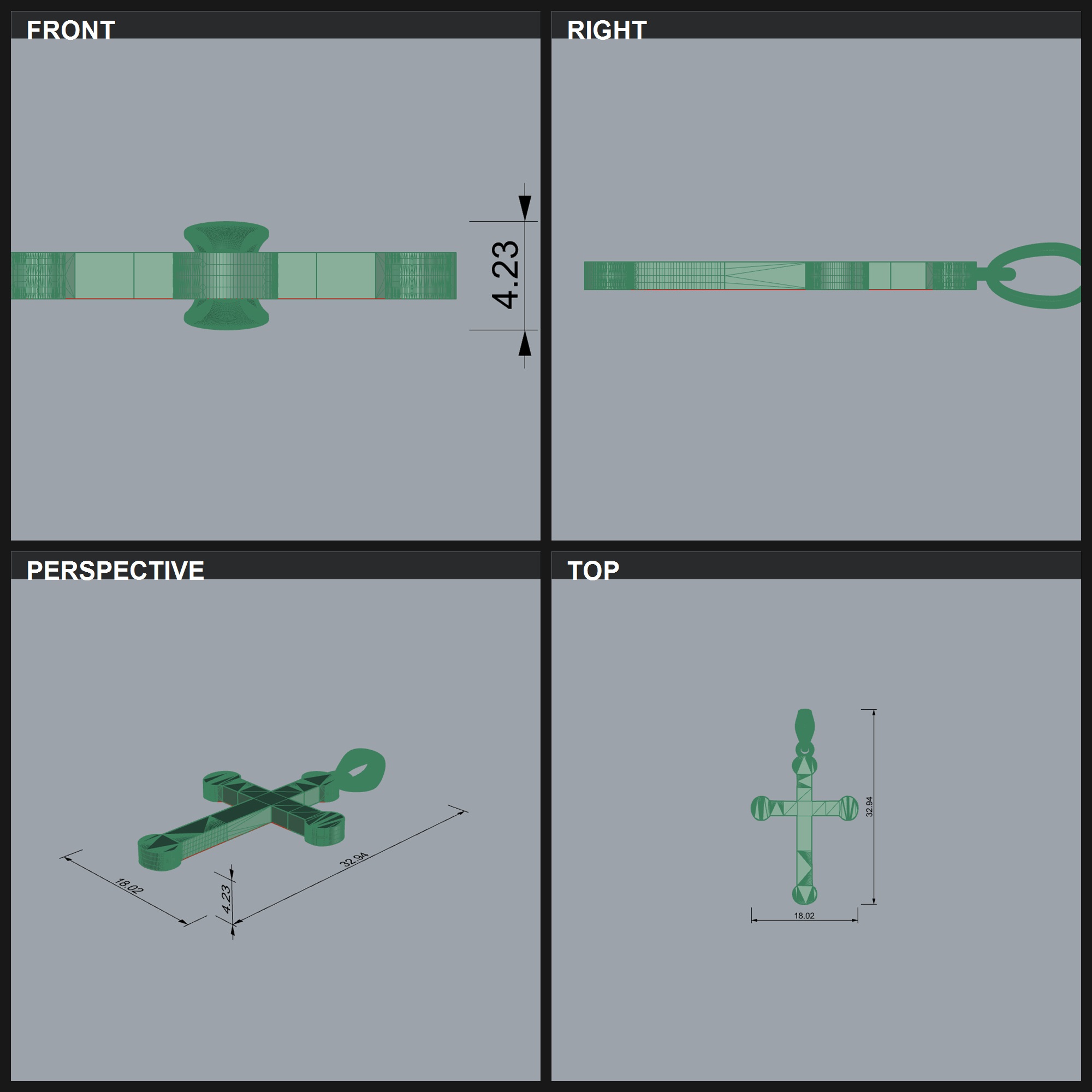 Cross Pendant with Round Ends — view 6