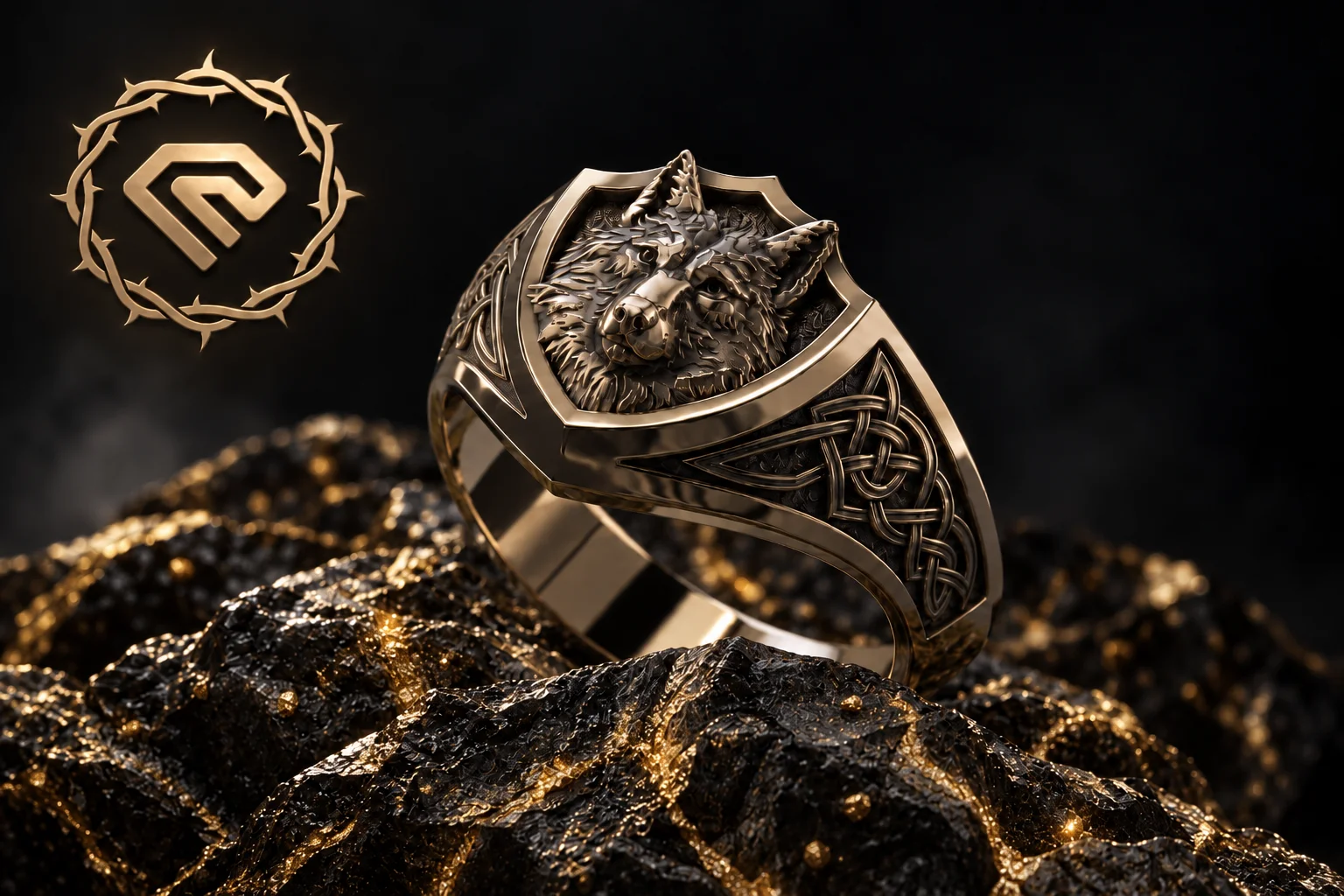 FENRIR - Nordic Wolf Signet Ring | Jewelry CAD Model for Casting