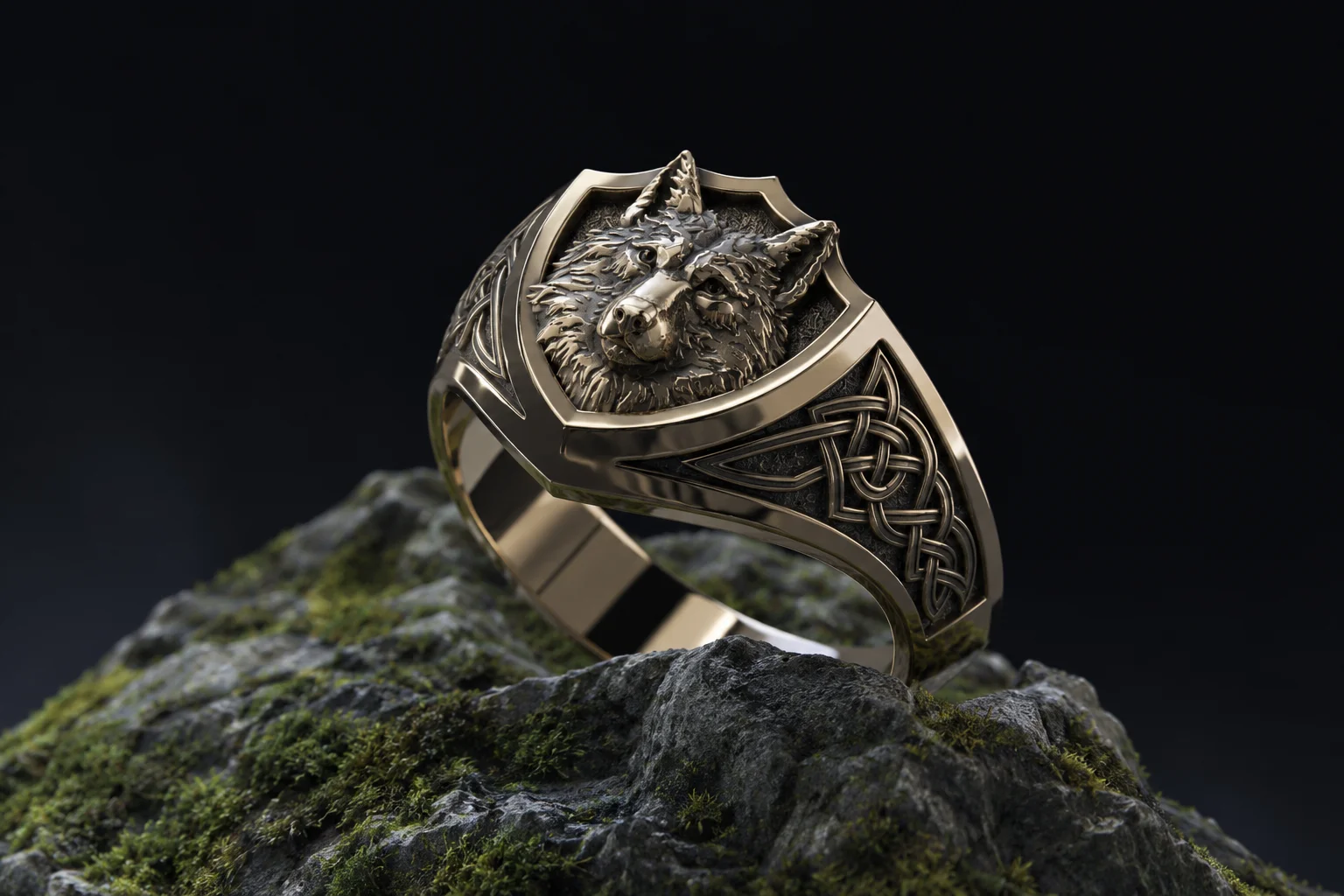 FENRIR - Nordic Wolf Signet Ring | Jewelry CAD Model for Casting — view 2
