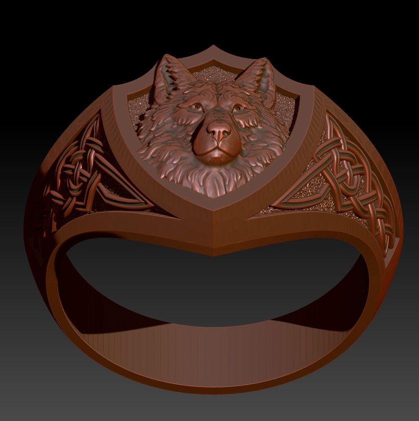FENRIR - Nordic Wolf Signet Ring | Jewelry CAD Model for Casting — view 8