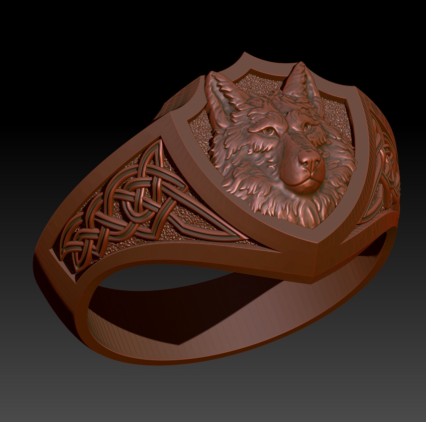 FENRIR - Nordic Wolf Signet Ring | Jewelry CAD Model for Casting — view 7