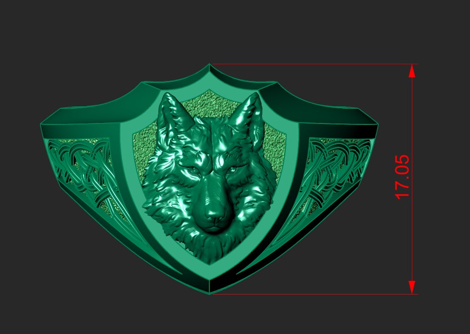 FENRIR - Nordic Wolf Signet Ring | Jewelry CAD Model for Casting — view 3