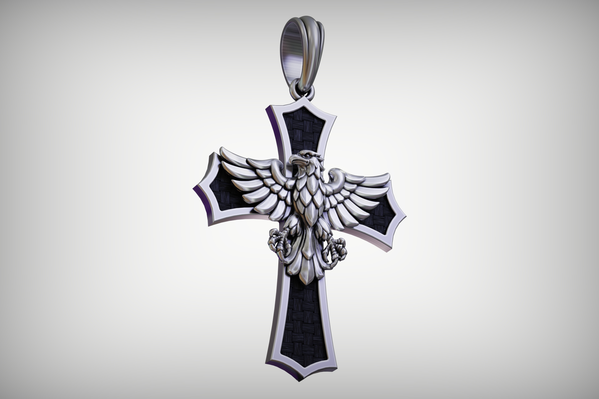 Heraldic Eagle Cross with Onyx Inlay Pendant — view 8