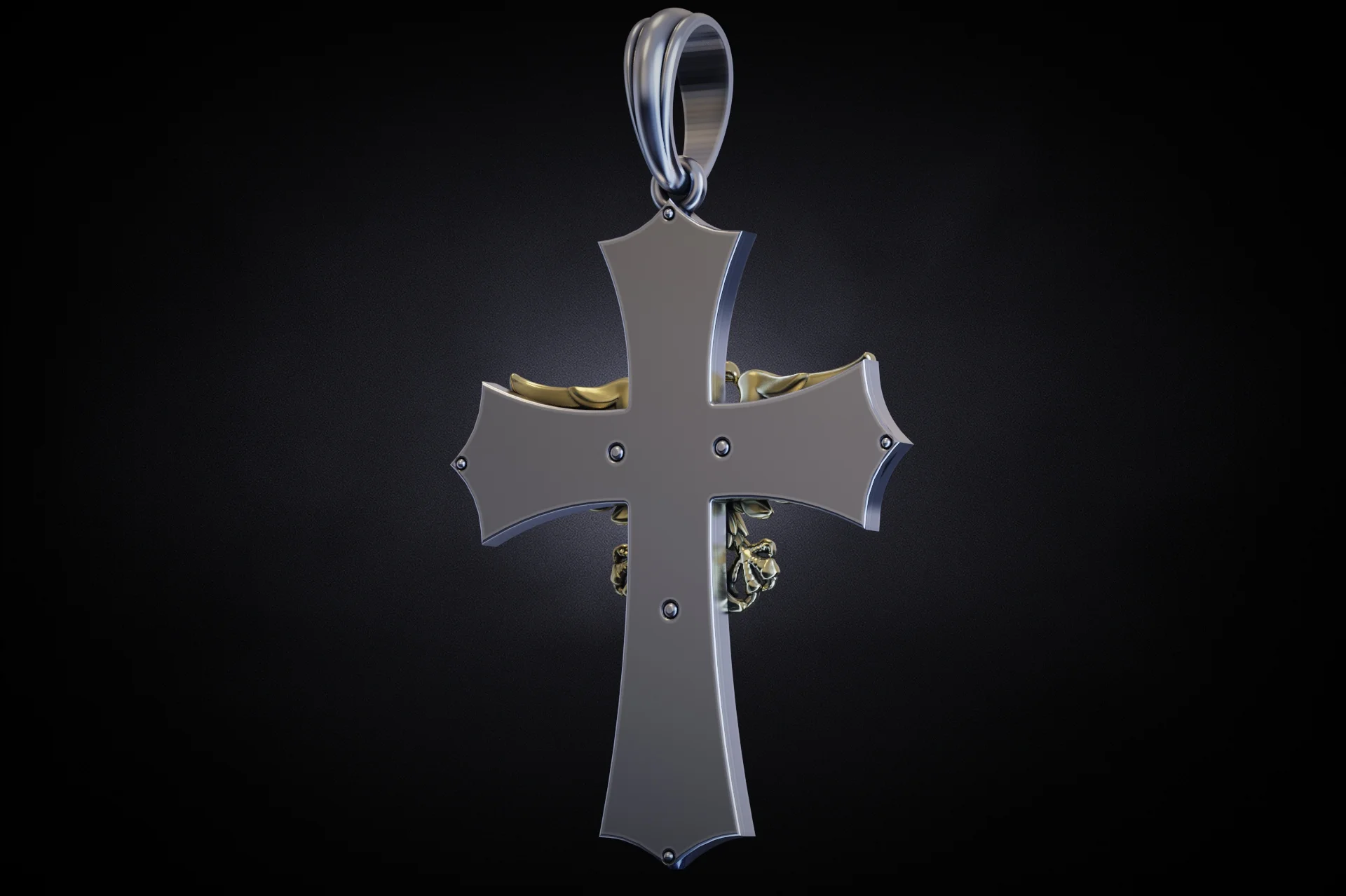 Heraldic Eagle Cross with Onyx Inlay Pendant — view 5