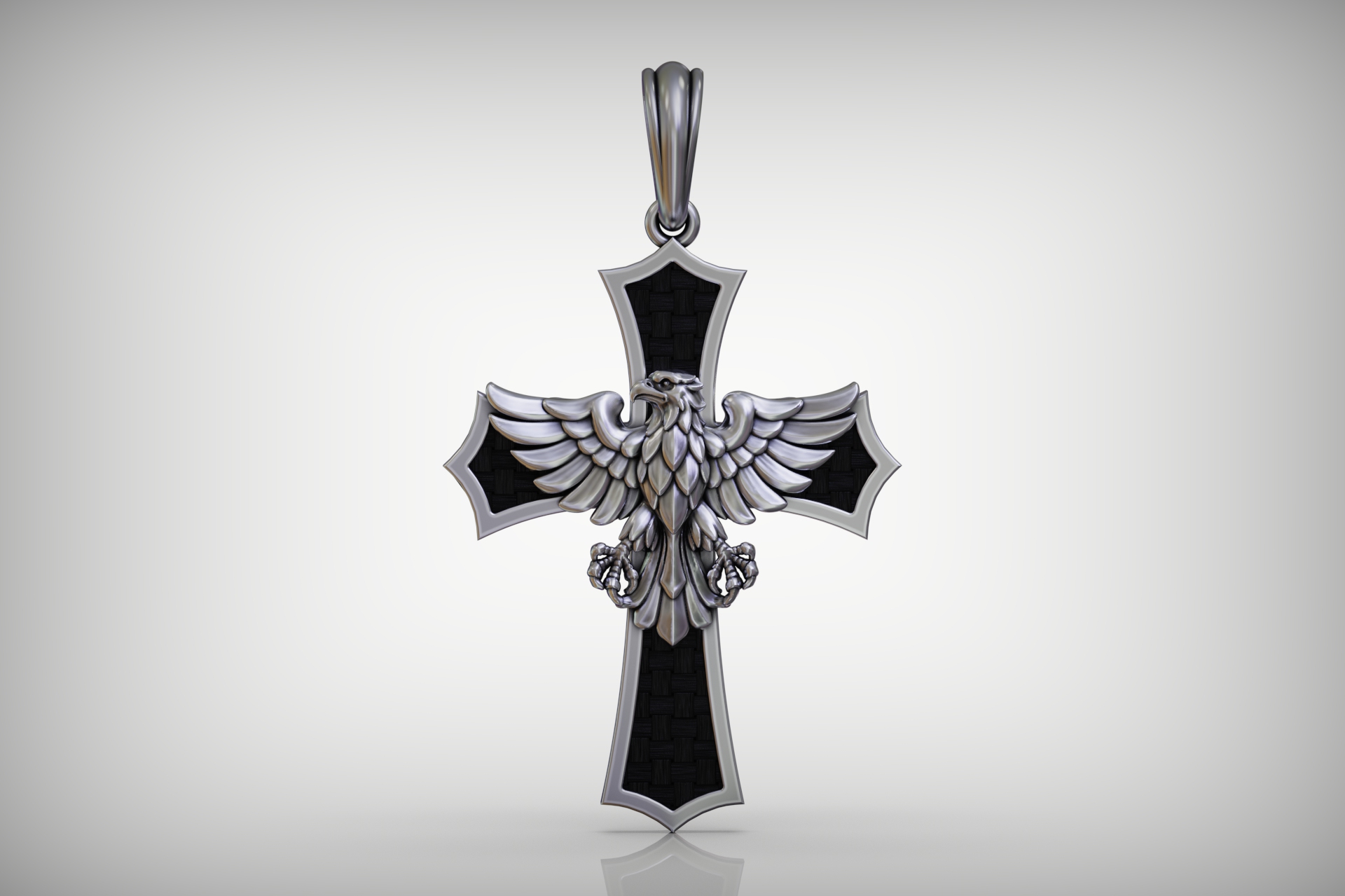 Heraldic Eagle Cross with Onyx Inlay Pendant — view 7