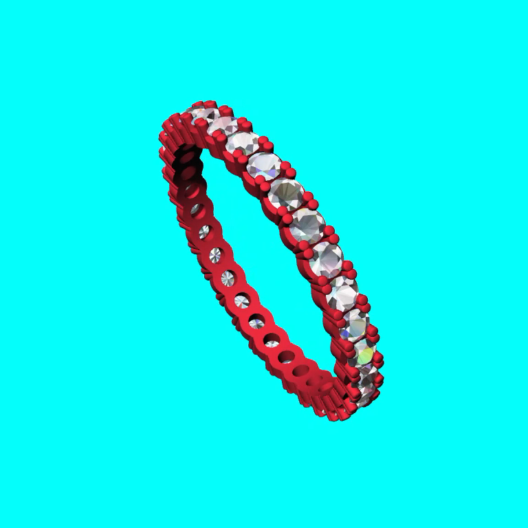 Shared Prong Round Stone Eternity Band Ring — view 3