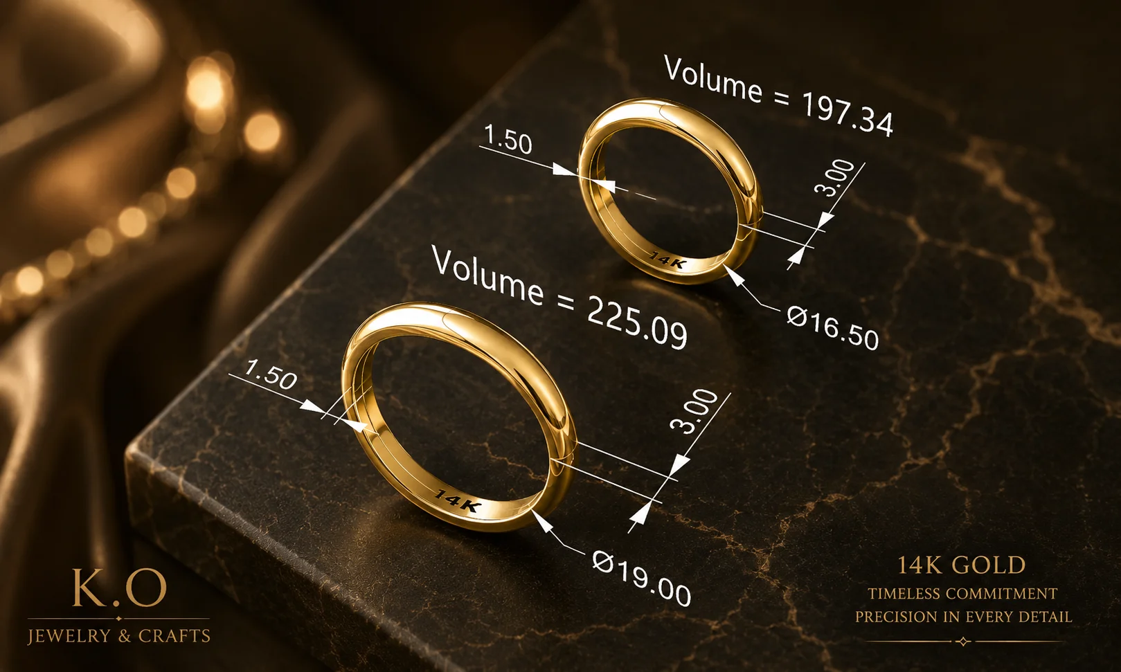 Two clasic wedding rings — view 3