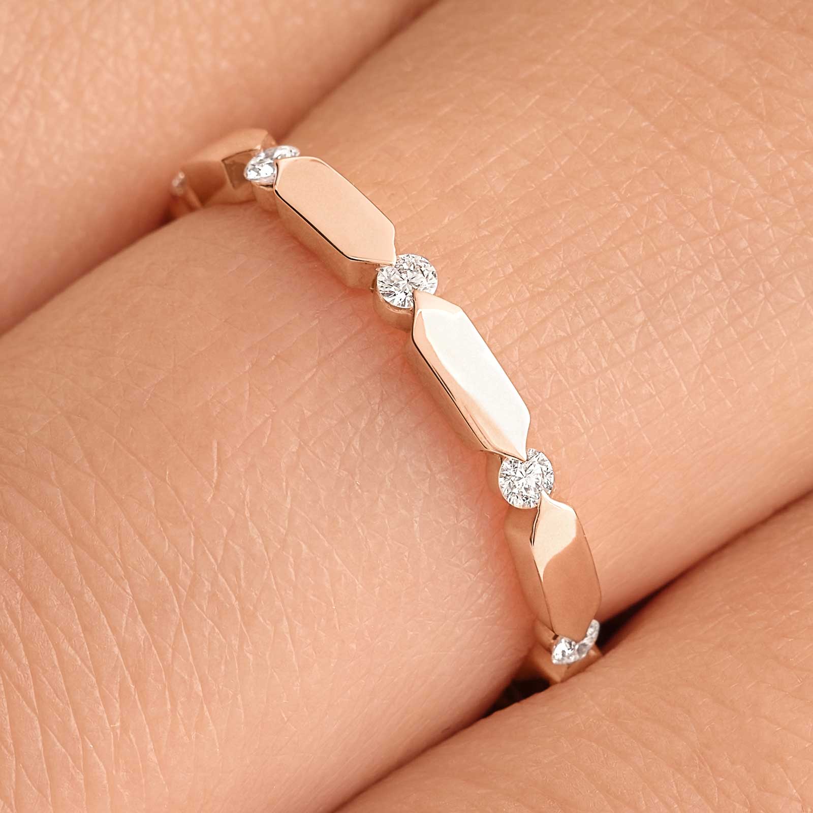 Geometric Bar Link Stone Eternity Band — view 7