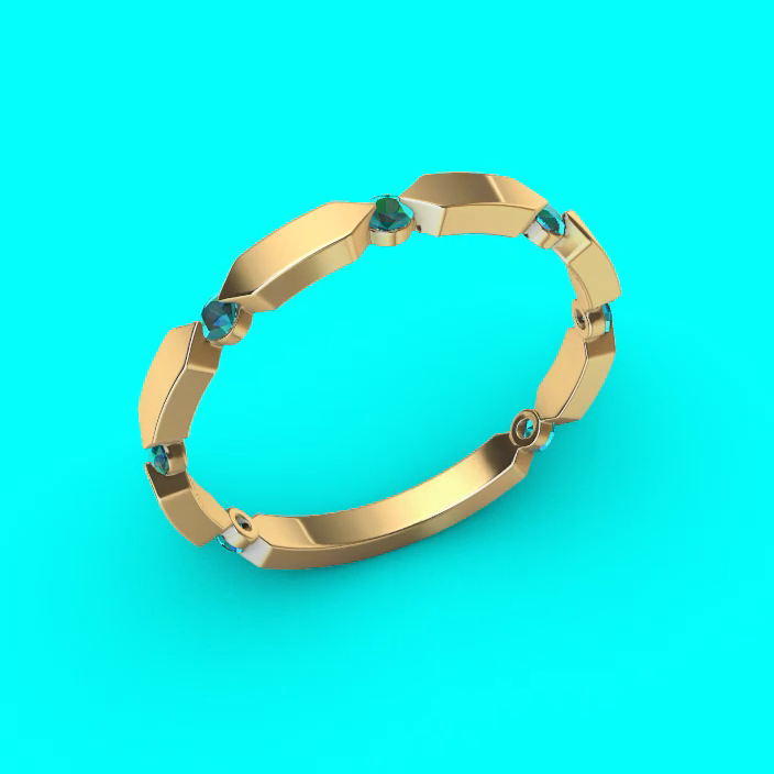 Geometric Bar Link Stone Eternity Band