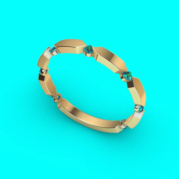 Geometric Bar Link Stone Eternity Band — view 5